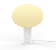 Bola Disc Table Lamp in Carrara Marble and Brass by Pablo Designs