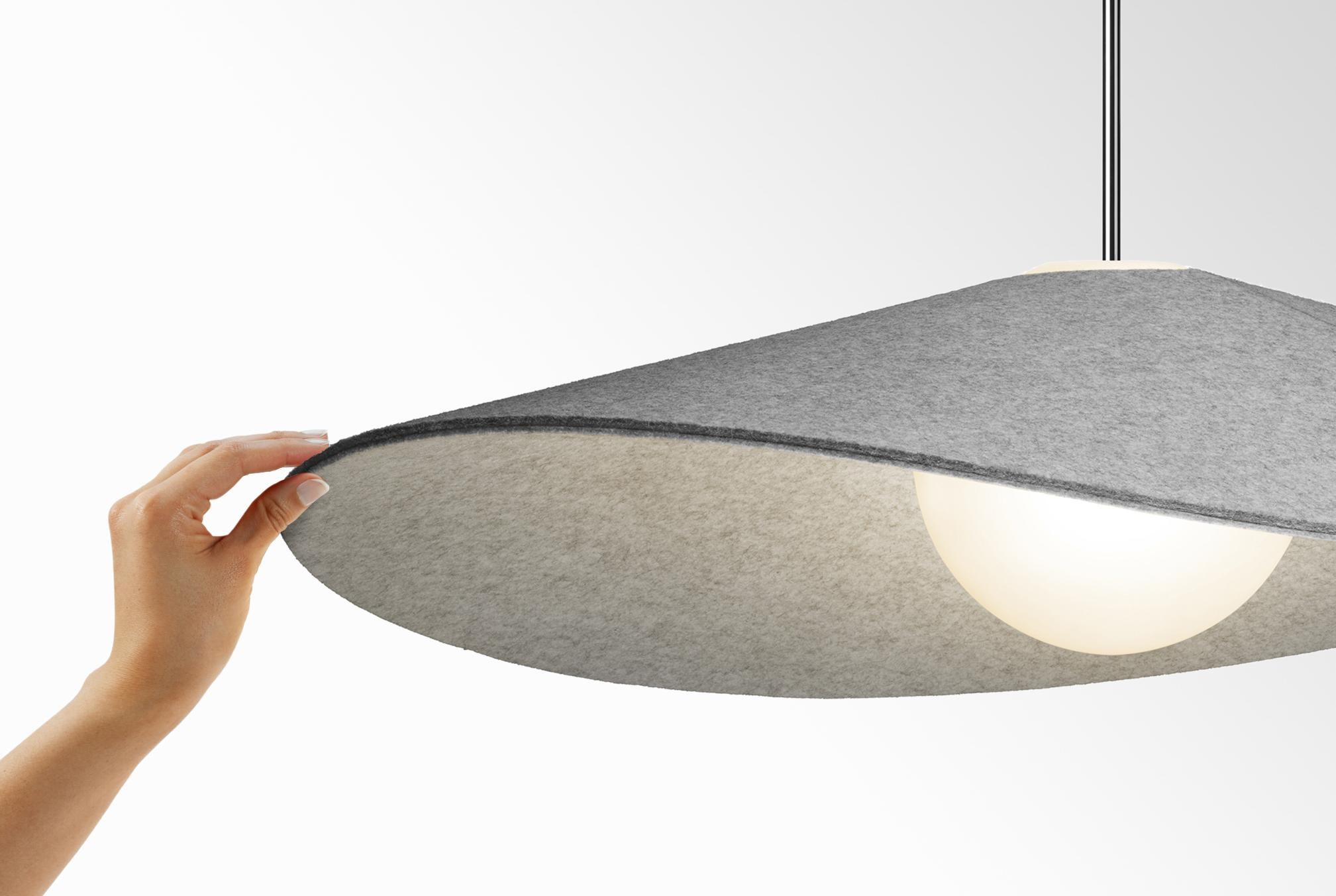 Modern Bola Felt Pendant Light in Gray by Pablo Designs For Sale