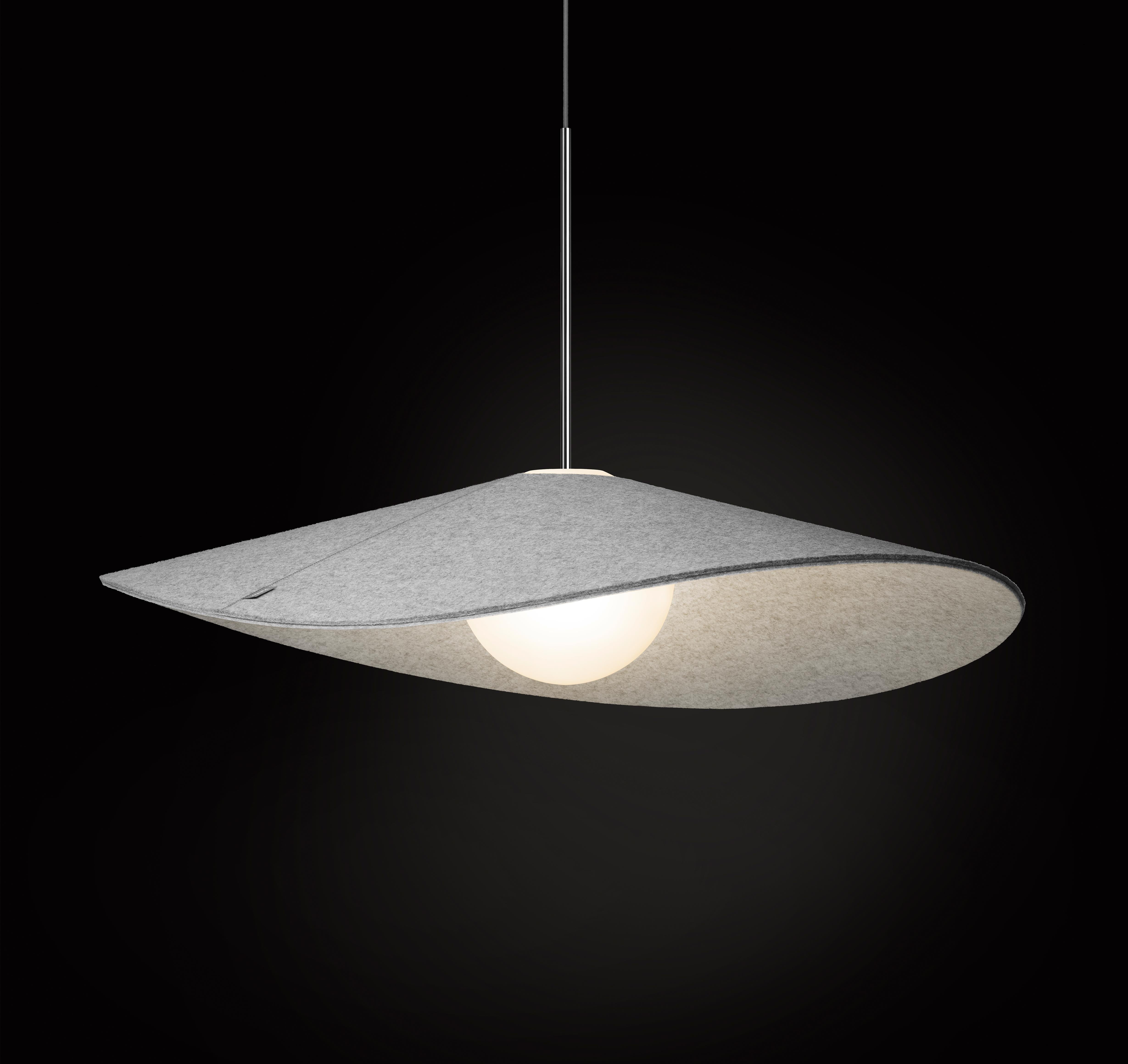 Glass Bola Felt Pendant Light in Gray by Pablo Designs For Sale