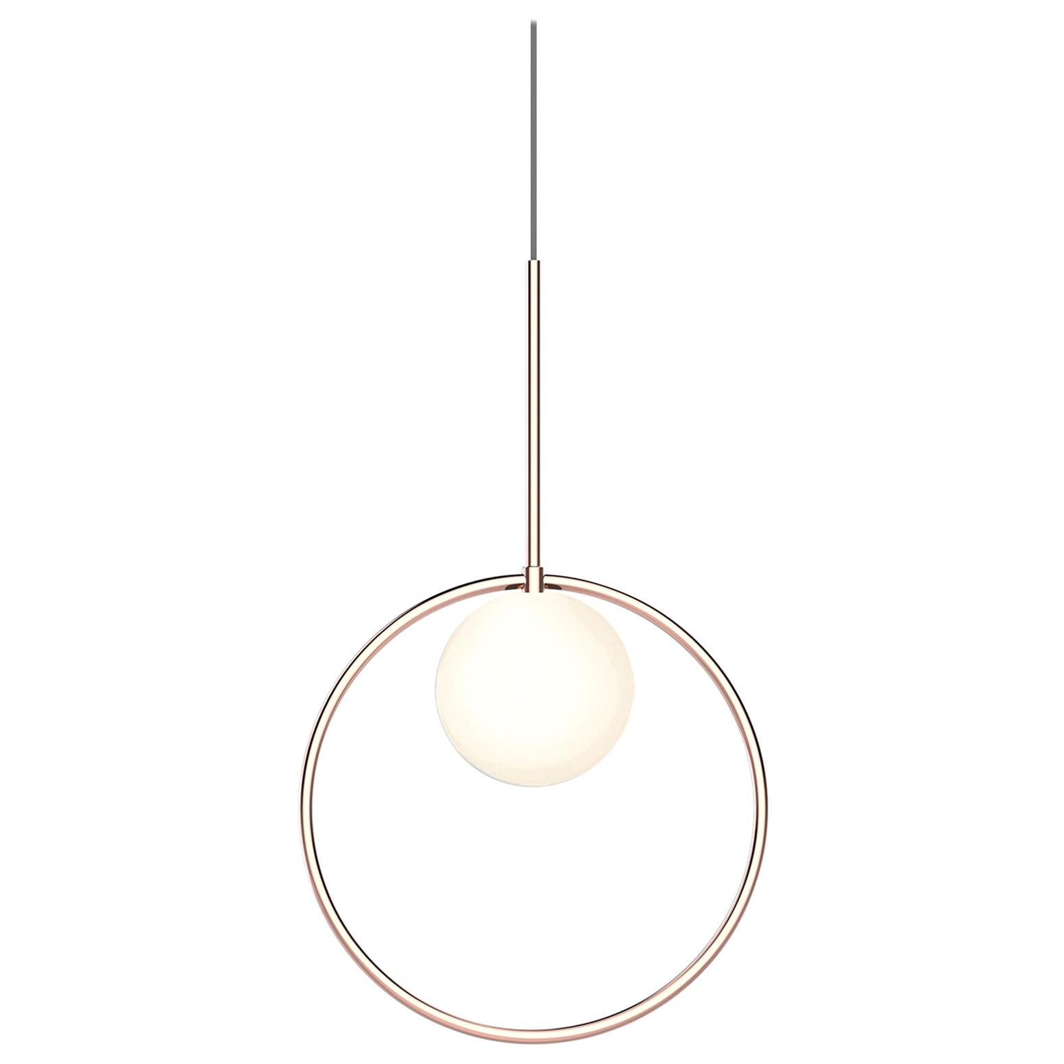 For Sale: Pink (Rose Gold) Bola Halo Pendant Light by Pablo Designs