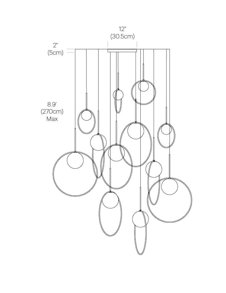 Metal Bola Halo 12-Piece Multi-Light by Pablo Designs For Sale