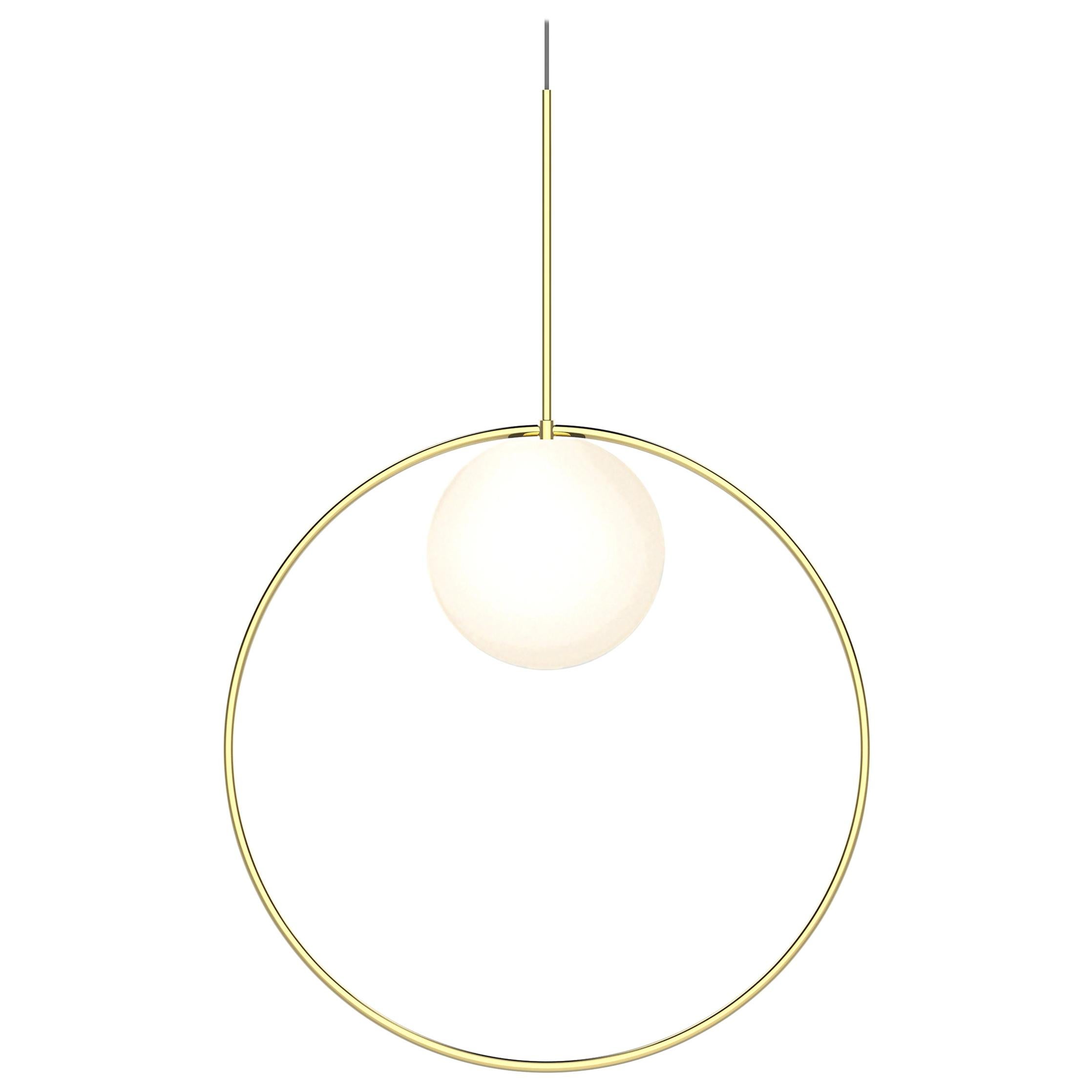 For Sale: Gold (Brass) Bola Halo Pendant Light by Pablo Designs