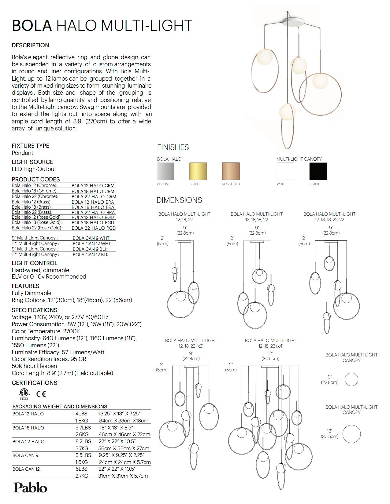 Bola Halo 4 Piezas Multi-Light by Pablo Designs en venta 1