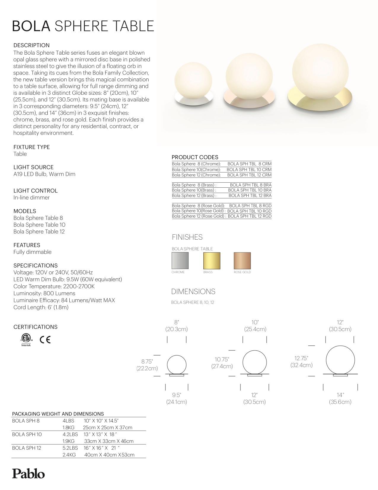 Bola:: grande lampe de table en forme de sphère par Pablo Designs en vente 2