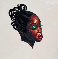 Bellezza in nero 1 -21° secolo, Contemporaneo, Ritratto figurativo, Donna Fabrice