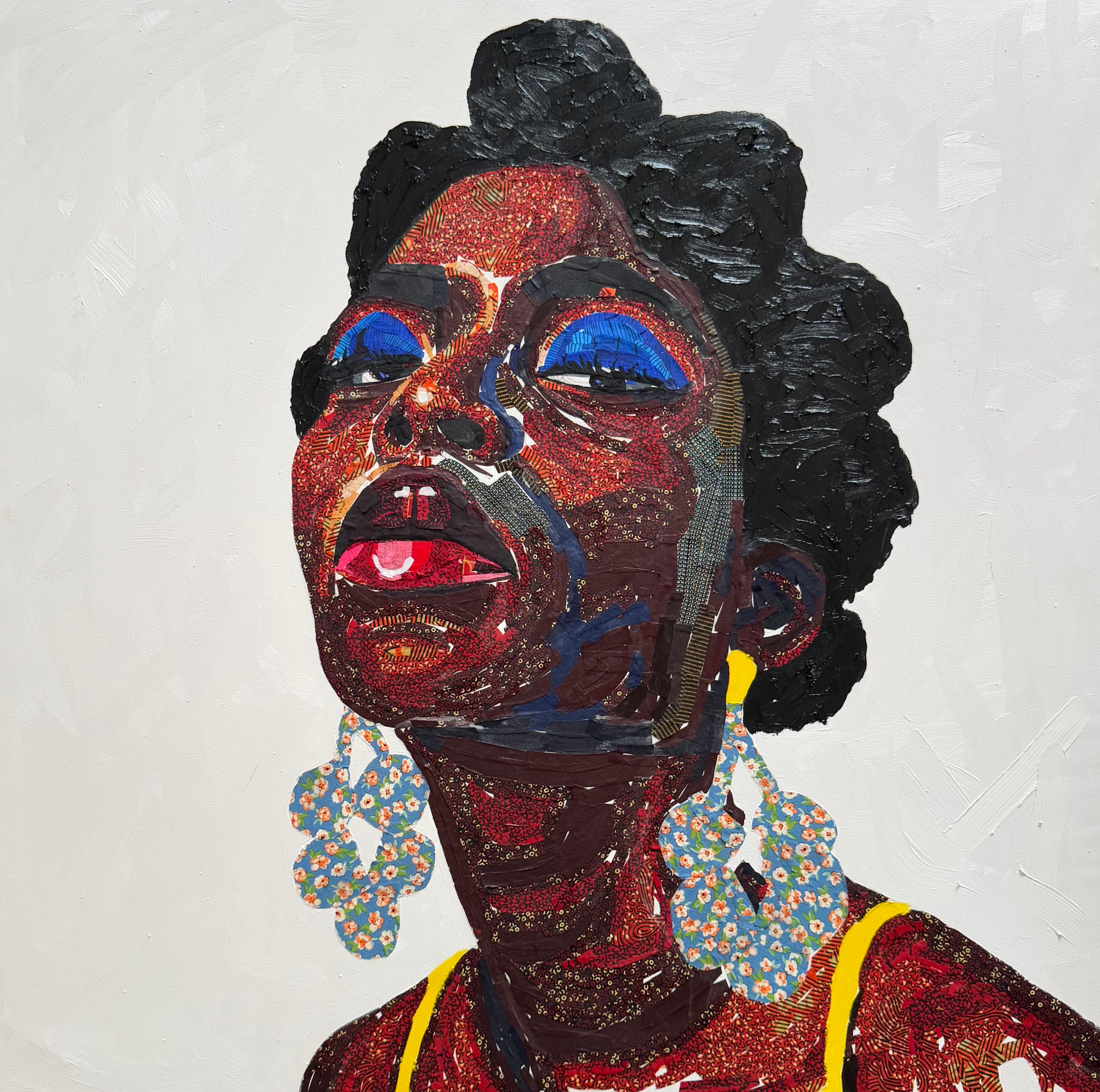 Schönheit in Schwarz 2 -21. Jahrhundert, Zeitgenössisch, Figuratives Portrait, Frauen Stoff