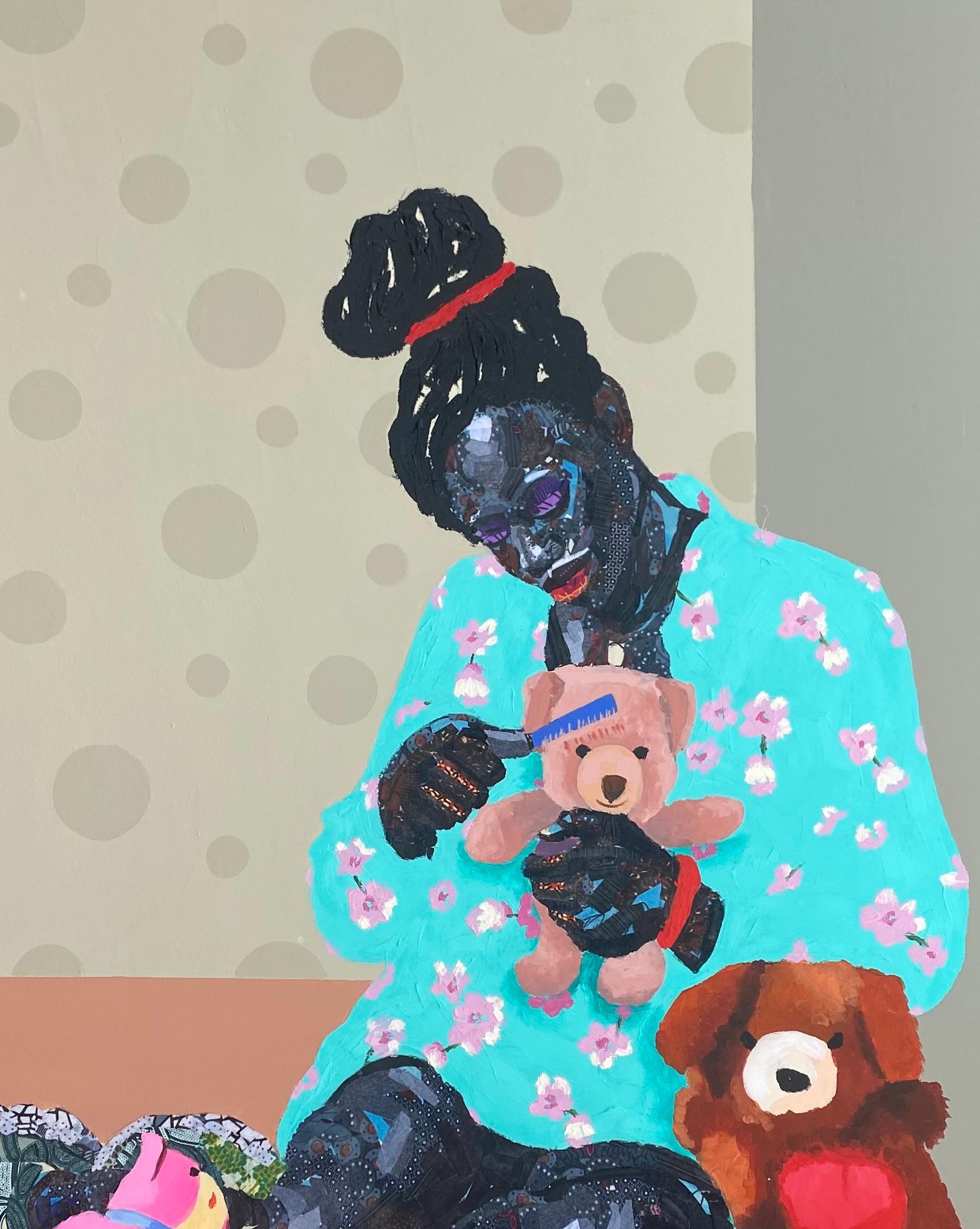 My Pretty Teddy - Painting by Bola Obatuyi