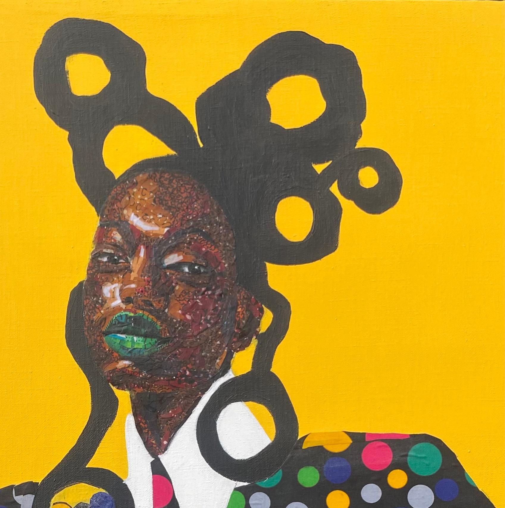 Woman - Black Portrait Painting by Bola Obatuyi