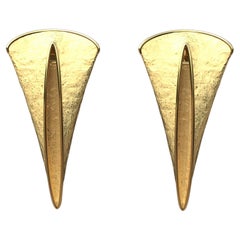 Bold 14k Gold Earrings Handmade in Italy by Oltremare Gioielli, Thorn Shaped.