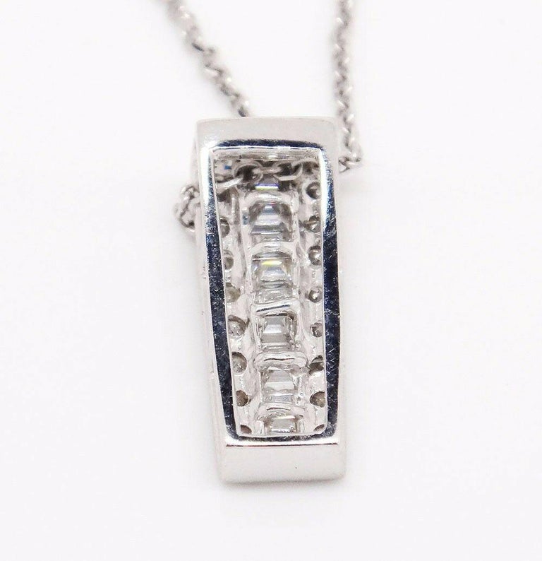 Bold 14 Karat White Gold SI1,G,0.43 Carat Diamond Bar Pendant Sliding