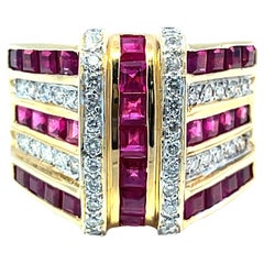 Bold 18K Yellow Gold Ruby and Diamond Ring Bold 18K Yellow Gold Ruby and Diamond Ring