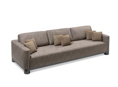 Bold 3 Seaters Sofa in Fabric and Leather with Black Gold Legs by Elisa Giovanno