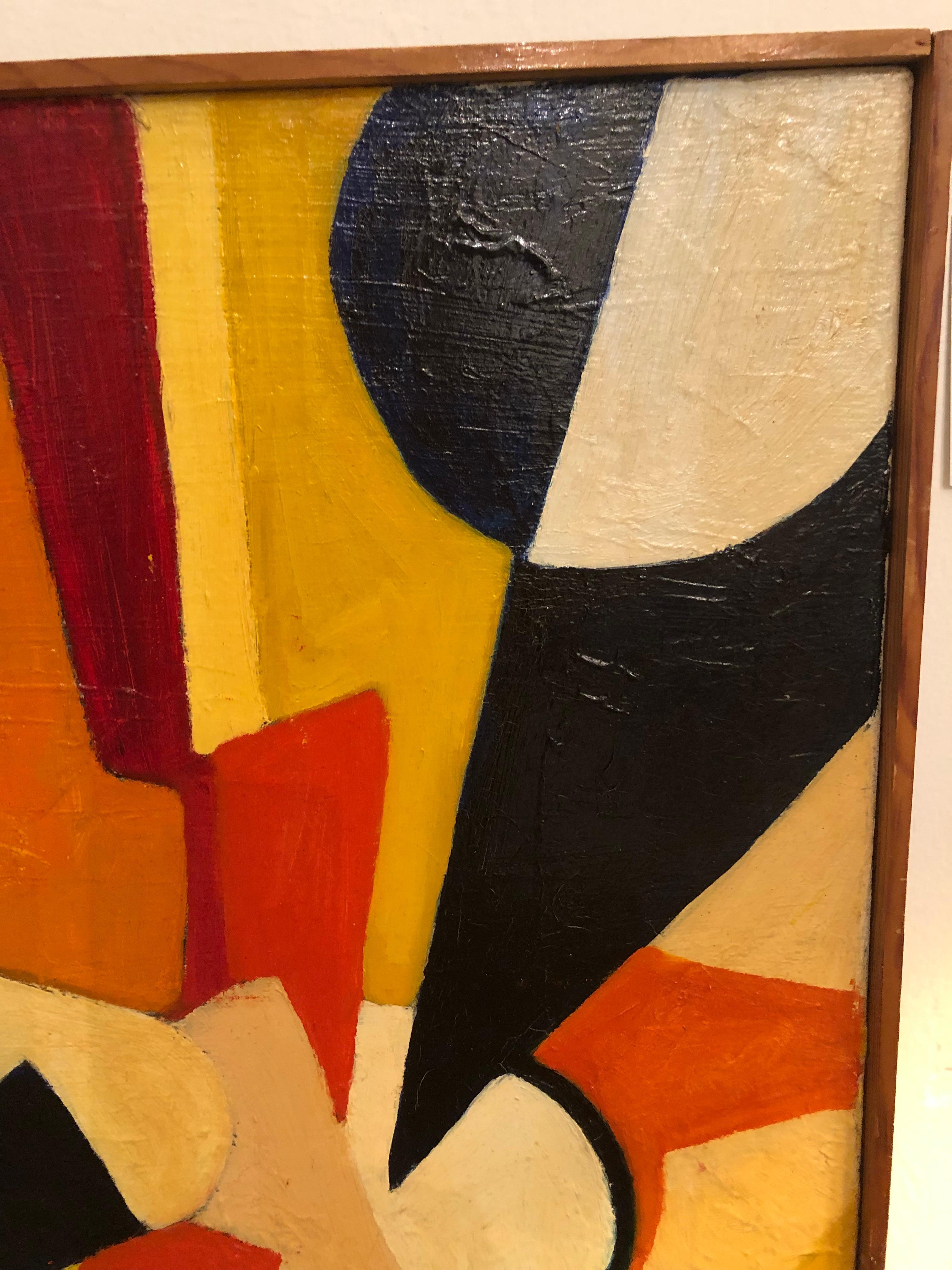 American Bold Abstract Original Painting in Red Orange Black and White