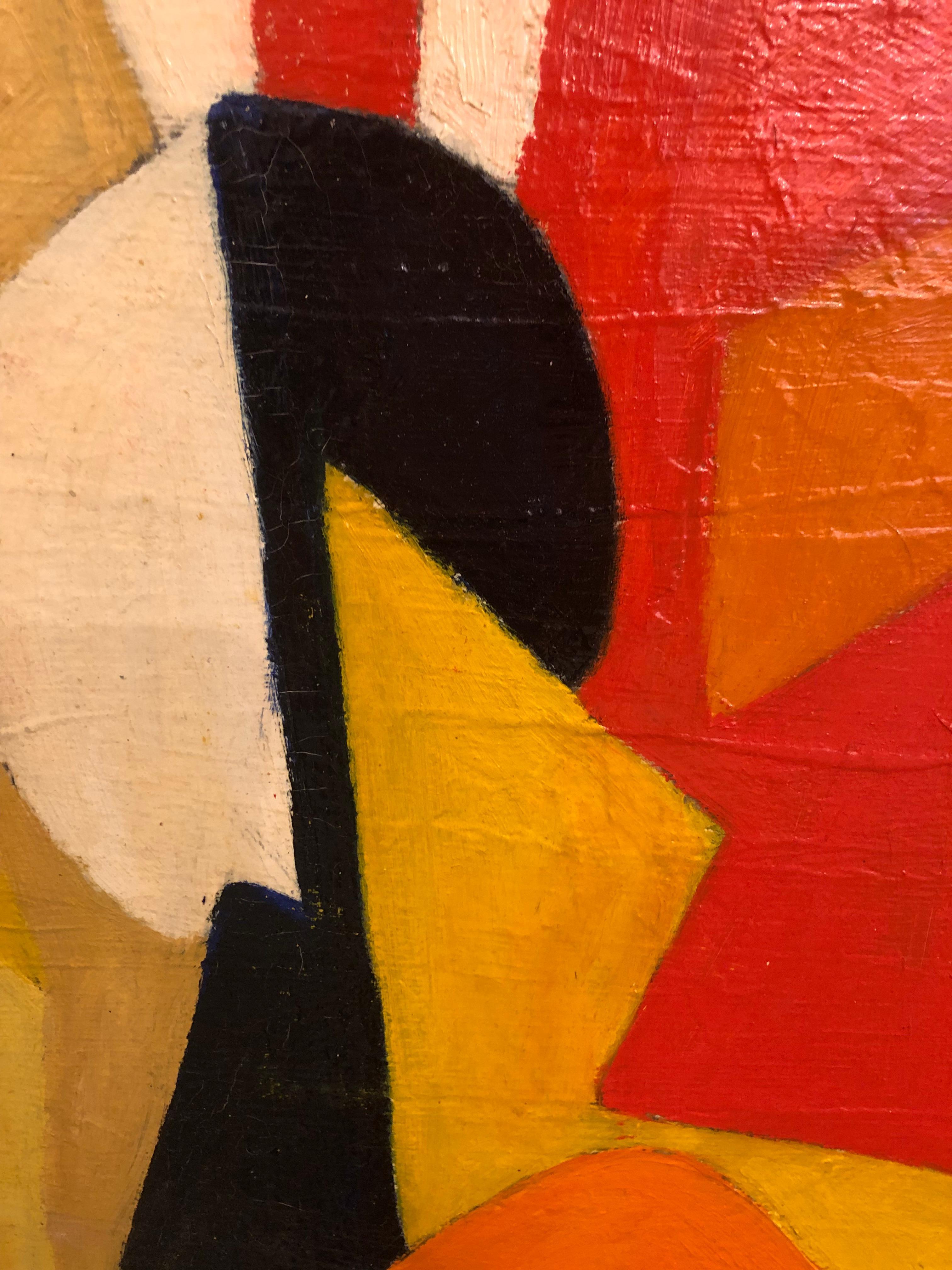 Bold Abstract Original Painting in Red Orange Black and White In Good Condition In Hopewell, NJ