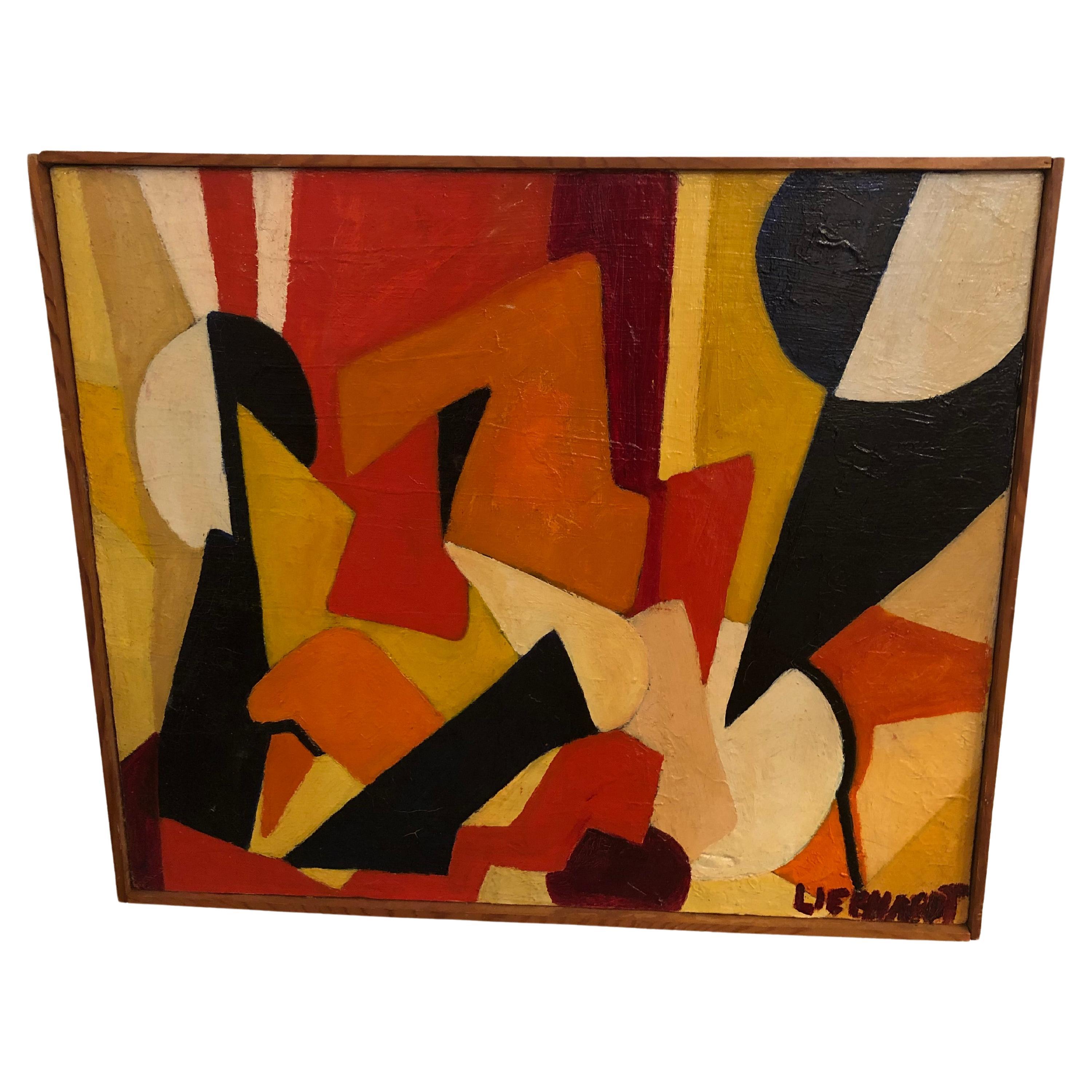 Bold Abstract Original Painting in Red Orange Black and White
