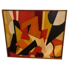 Bold Abstract Original Painting in Red Orange Black and White