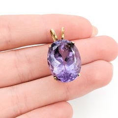 Bold Amethyst Solitaire Pendant in 14k Yellow Gold