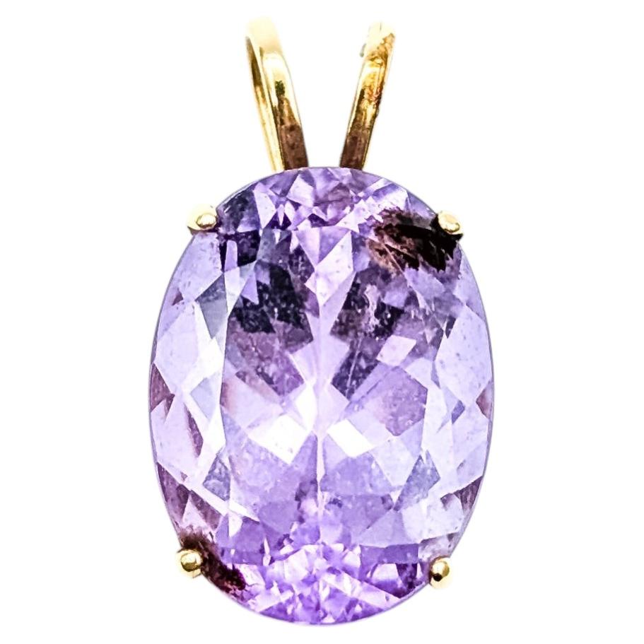 Bold Amethyst Solitaire Pendant in 14k Yellow Gold