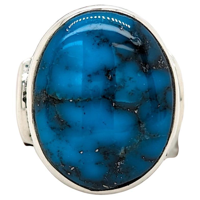 Bold and Blue: Size 7 Kingman Turquoise Sterling Silver Jewelry (Ring) For Sale