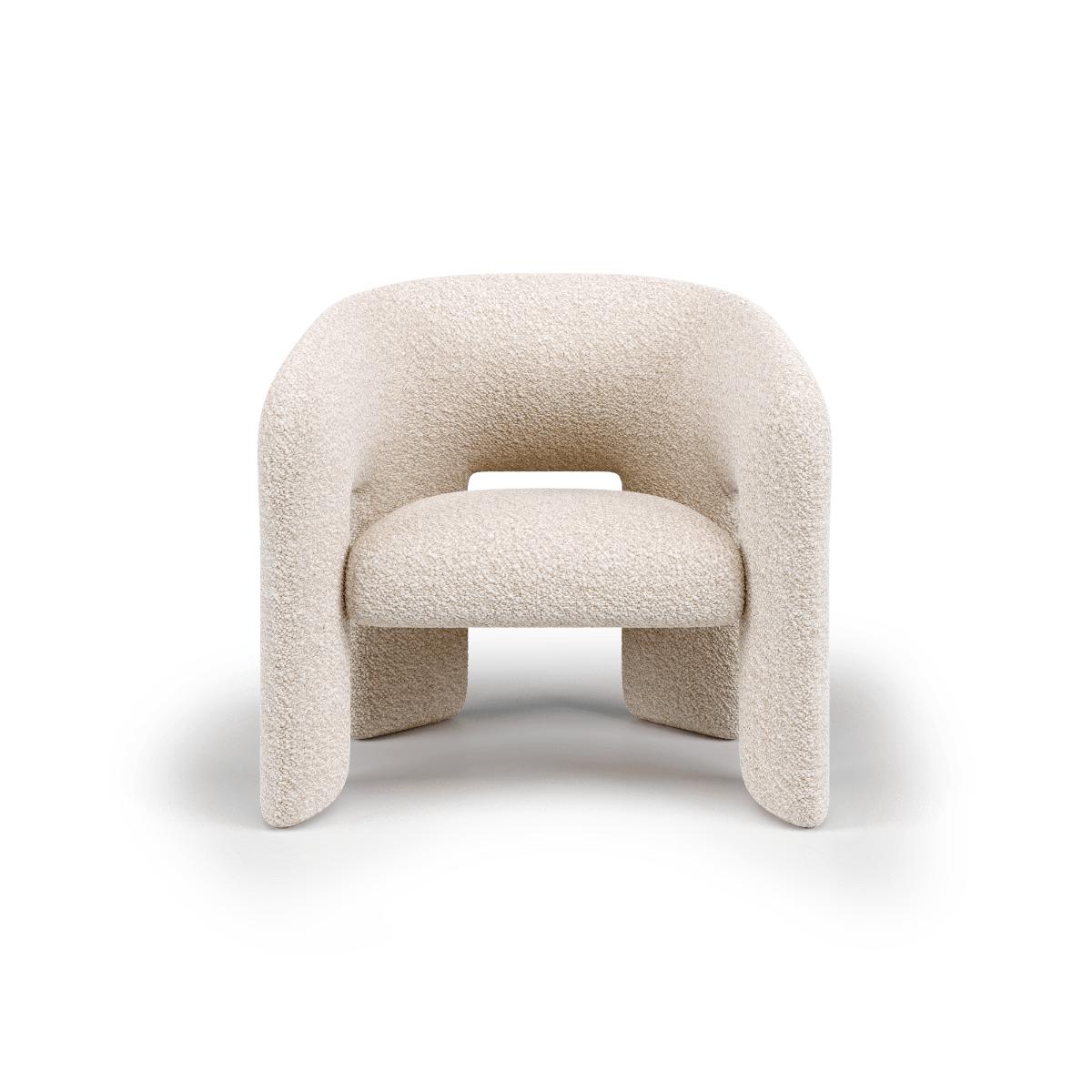 Bold Sessel von Mohdern
Abmessungen: B 78 x T 65 x H 73 cm
MATERIALIEN: Stoff, Bouclé


Bold ist ein komfortabler Sessel mit umhüllenden Linien und verschiedenen geometrischen Formen, die durch das Zusammentreffen von Know-how und einem