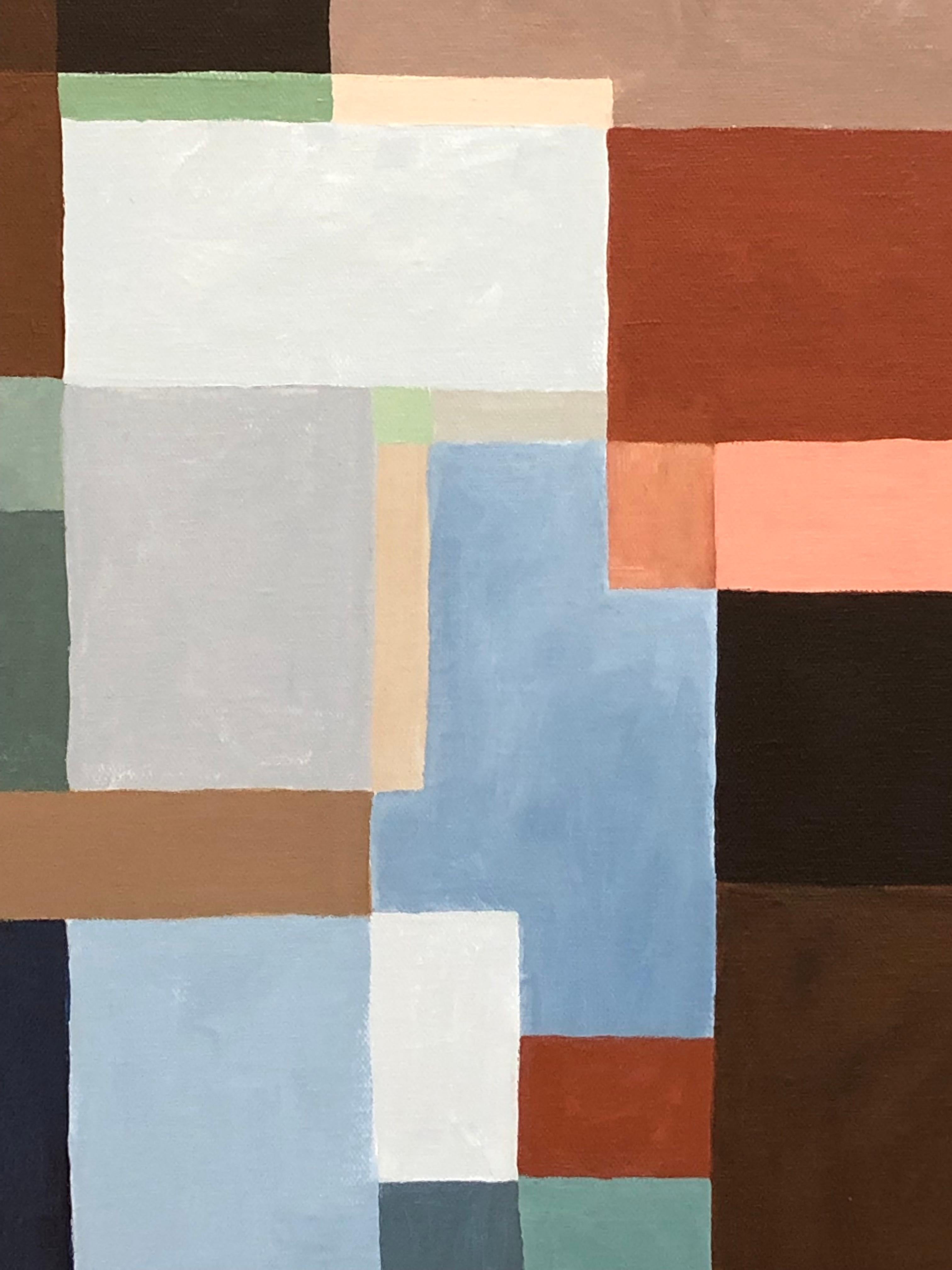 Peinture astracieuse audacieuse représentant des rectangles et des carrés superposés en vente 2
