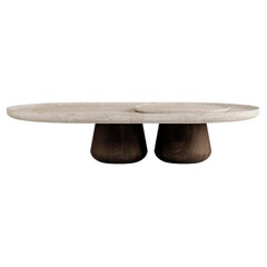 Bold Blend Couchtisch Large  Dunkles Holz und Travertin