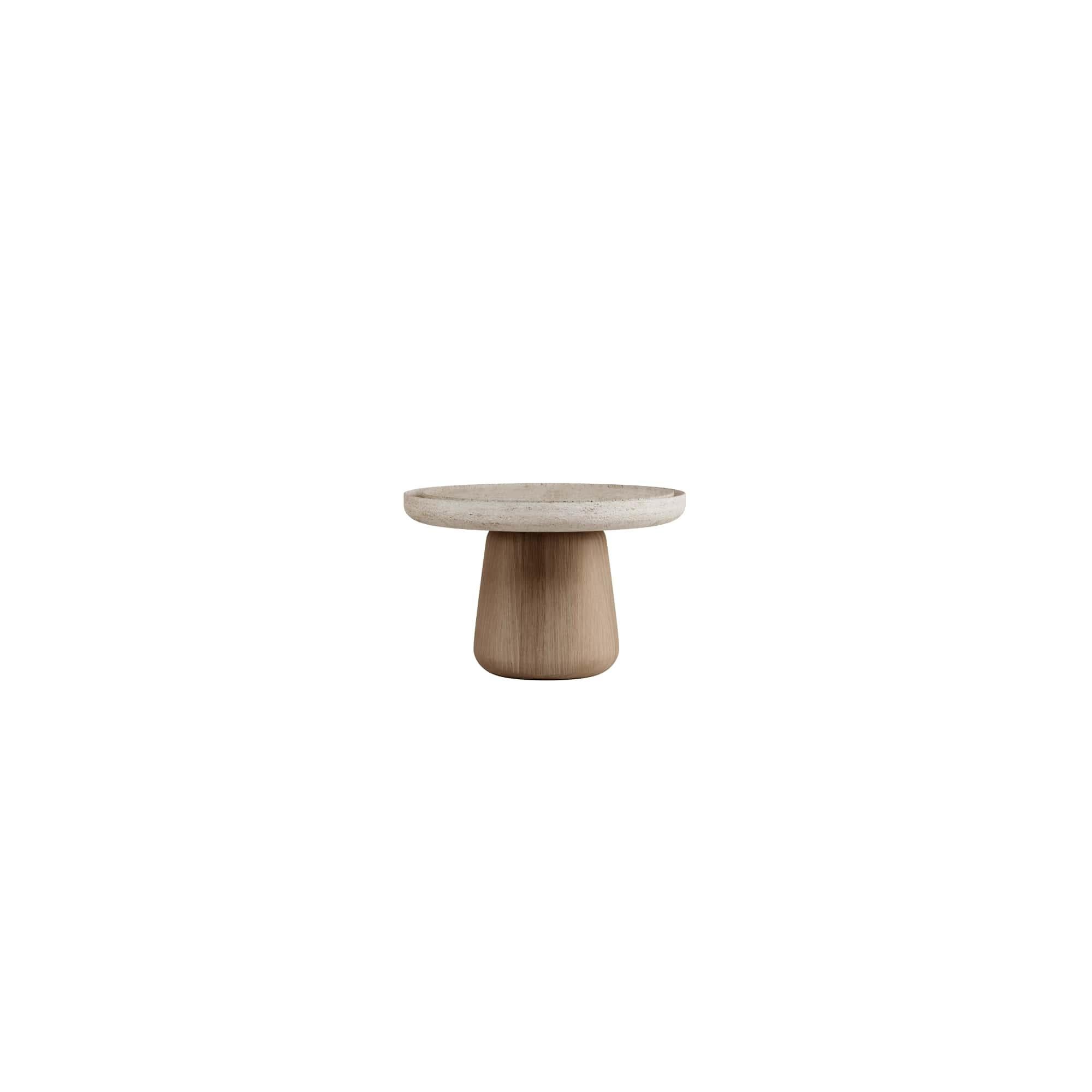 Moderne Table basse Bold Blend Medium - Bois (finition moyenne) et travertin en vente