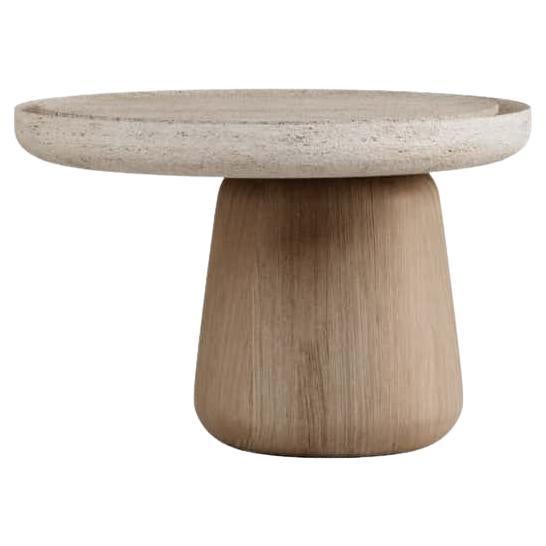 Table basse Bold Blend Medium - Bois (finition moyenne) et travertin