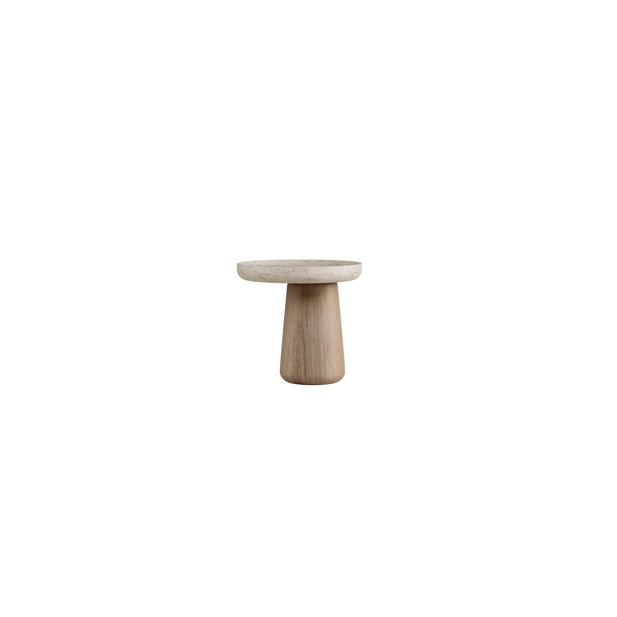 Moderne Table basse Bold Blend Small - Bois (finition moyenne) et travertin en vente