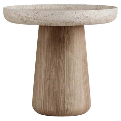 Table basse Bold Blend Small - Bois (finition moyenne) et travertin