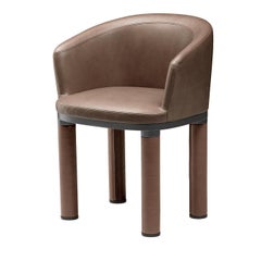 Bold Brown Leather Armchair by Elisa Giovannoni