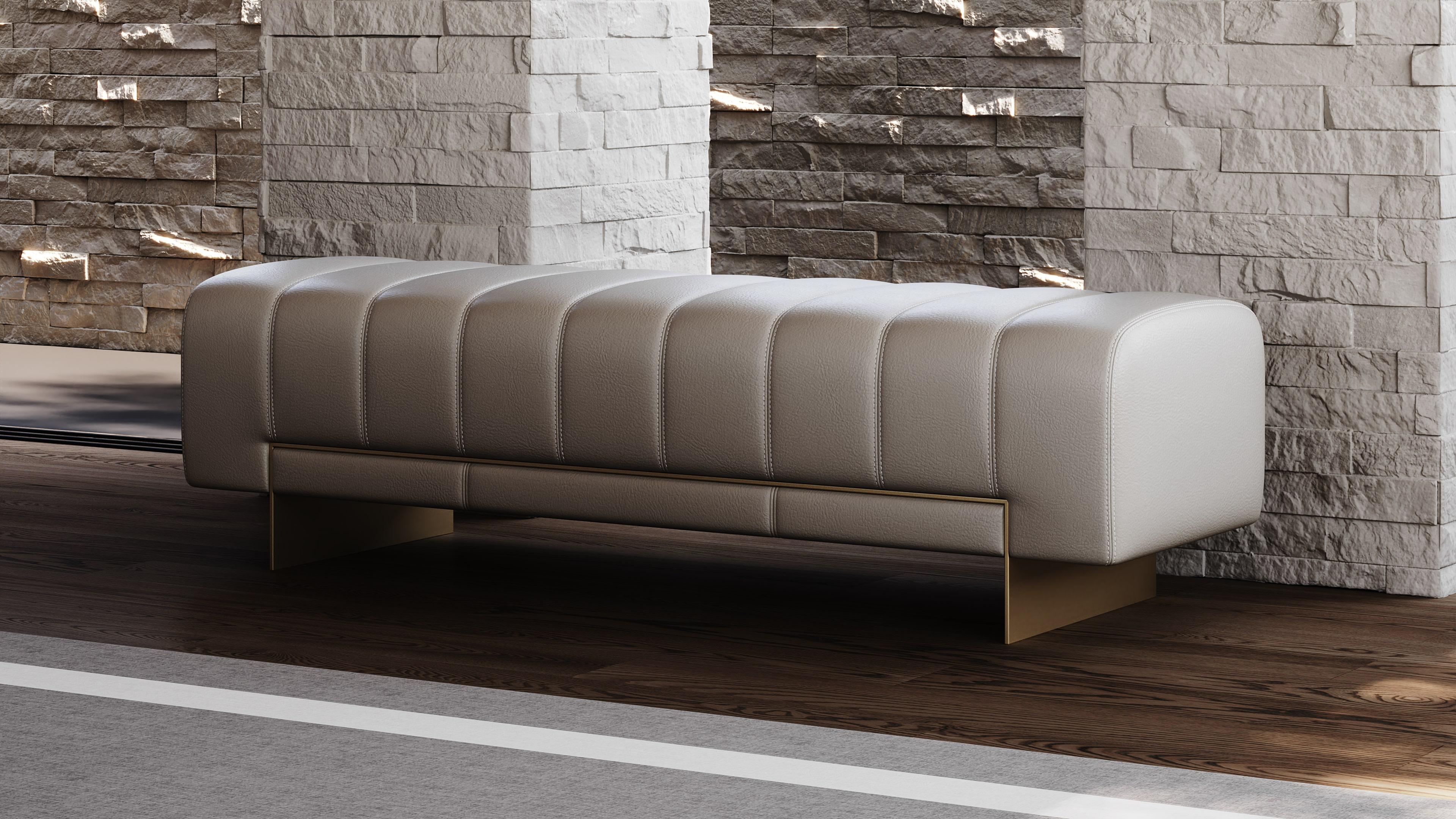 Camila bench with its refined metal frame and cozy upholstery, is a sanctuary of comfort and style. Its thoughtful design beckons you to sit, unwind, and enjoy a brief respite.
