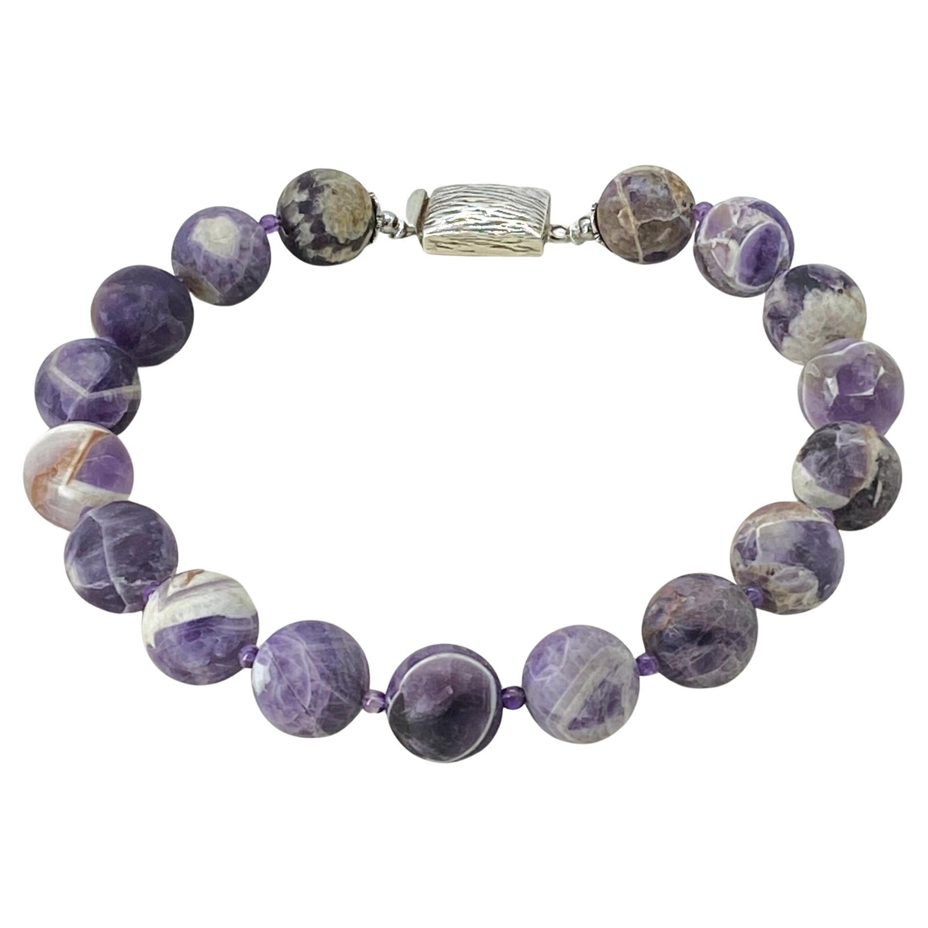 Bold Cape Amethyst Necklace with Sterling Silver Box Clasp In New Condition For Sale In Atlanta, GA