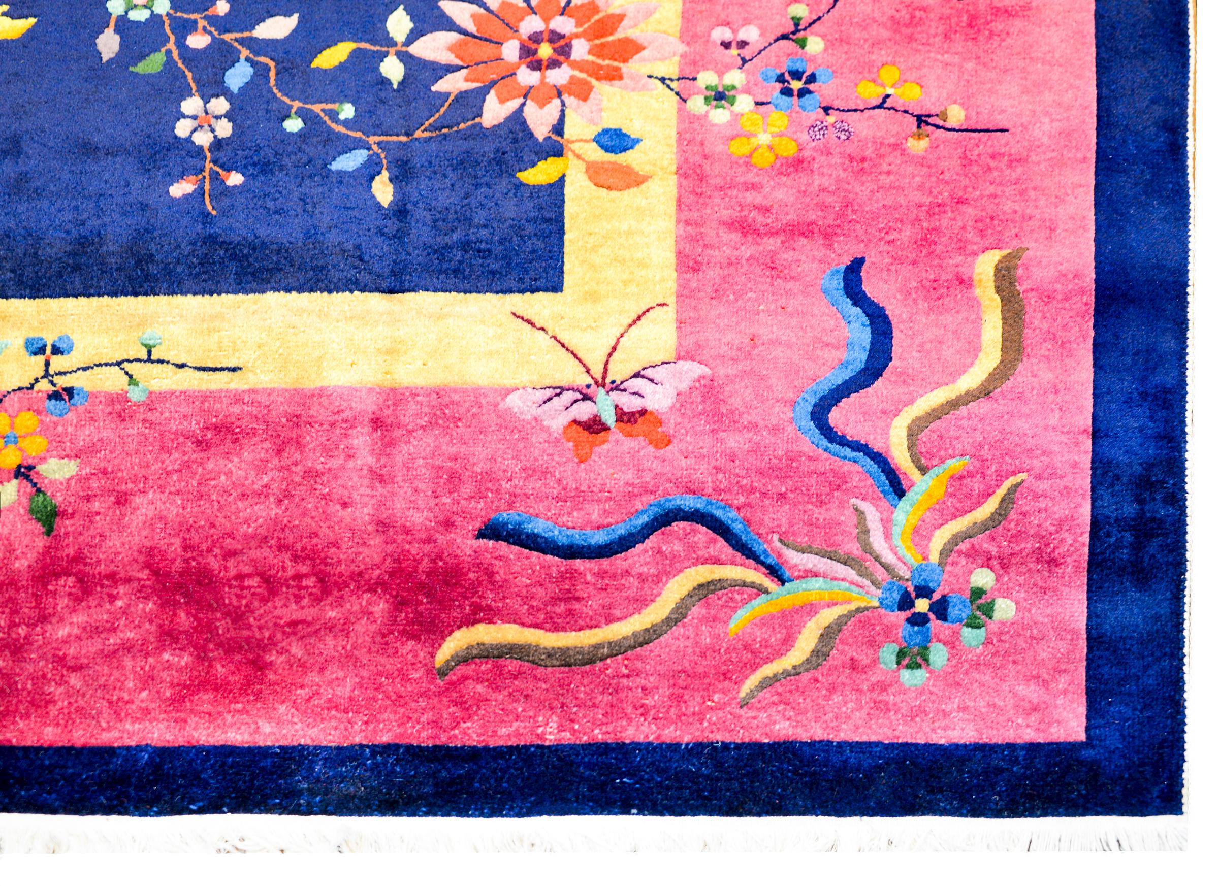 Chinesischer Art-Déco-Teppich im Vintage-Stil (Pflanzlich gefärbt) im Angebot