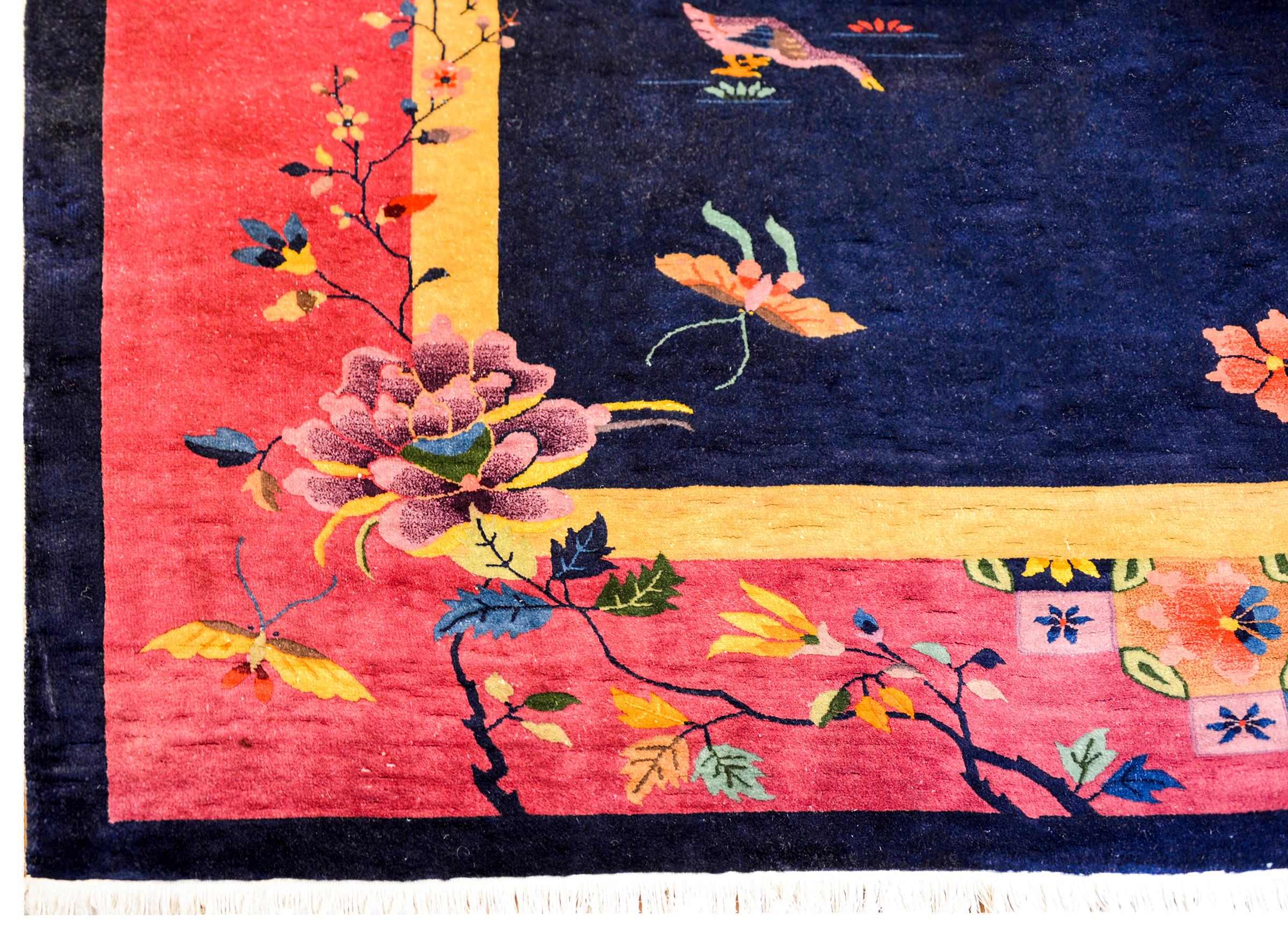Teinture végétale Tapis Art Déco chinois audacieux en vente