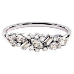 Bold Cluster Simulated Moissanite Wedding Ring 925 Sterling Silver Ring For Her.