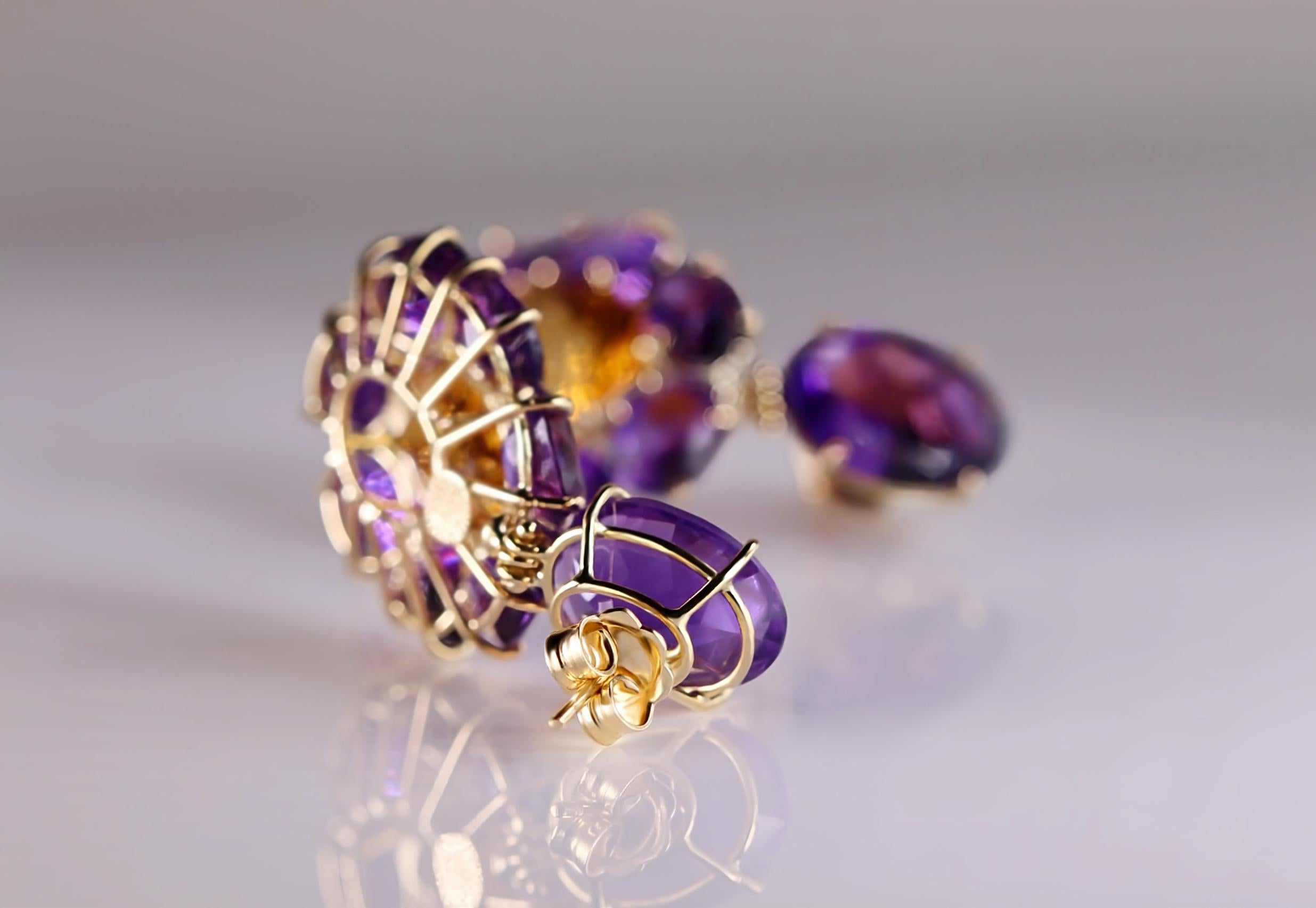 Bold Color Play: Amethyst & Citrine Earrings (Part 1) In New Condition For Sale In Lugano, CH