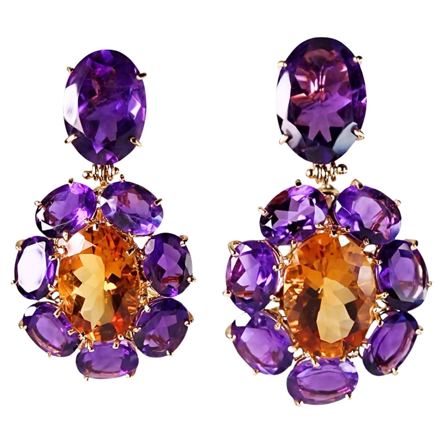 Bold Color Play: Amethyst & Citrine Earrings (Part 1) For Sale