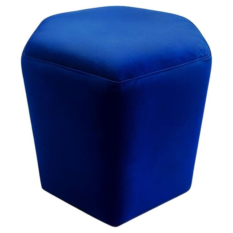 Bold Contemporary Blue Velvet Stool Peligro