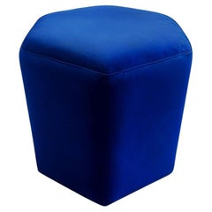 Bold Contemporary Blue Velvet Stool Peligro