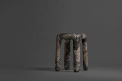 Bold Contemporary, Modern Low Side Table / Stool in Gray Orobico Marble
