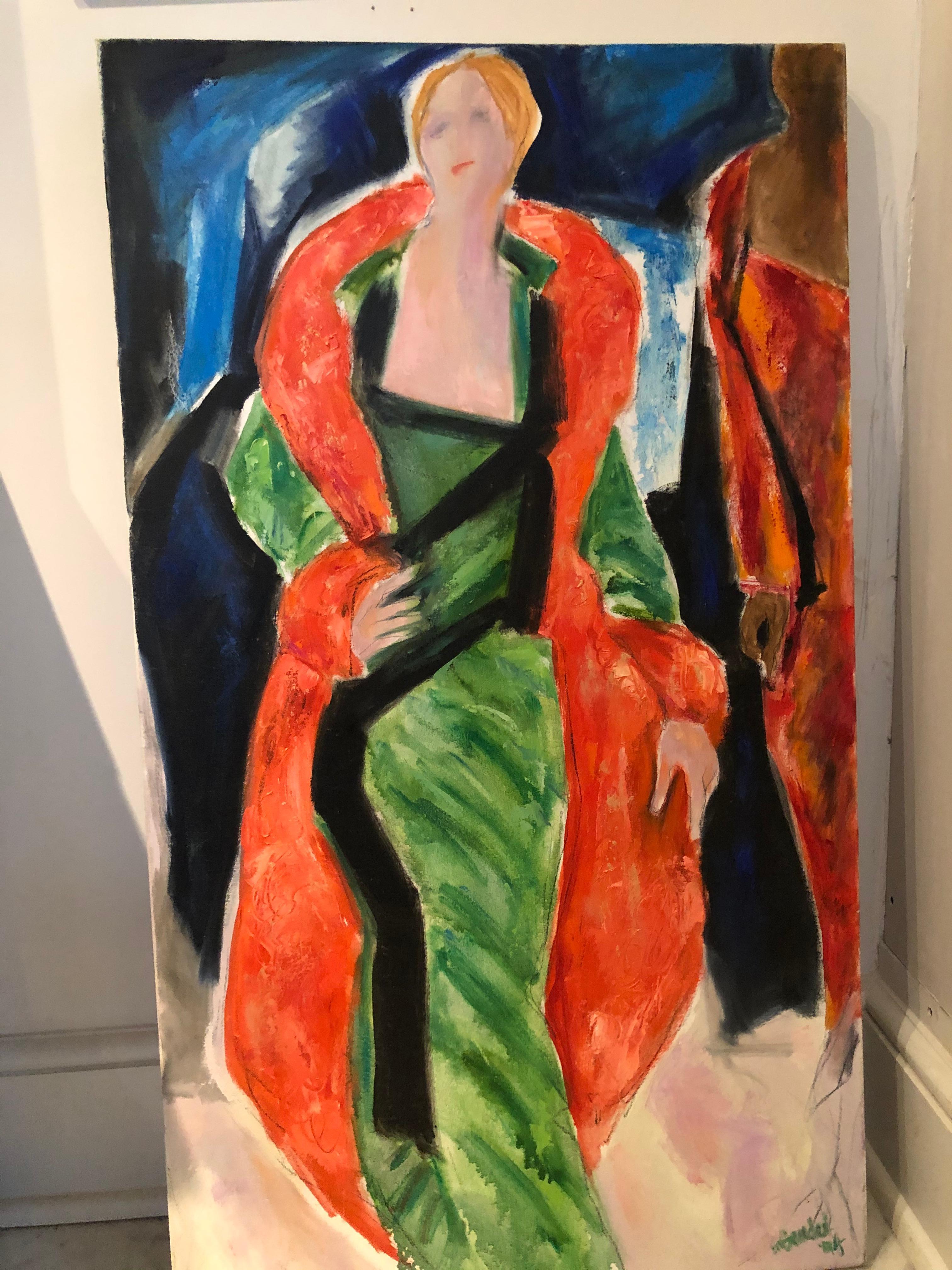 Bold Contemporary Painting of a Woman by May Bender In Excellent Condition In Hopewell, NJ