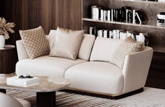 Contemporary Verona Sofa with Brass Detailing and Wooden Base
