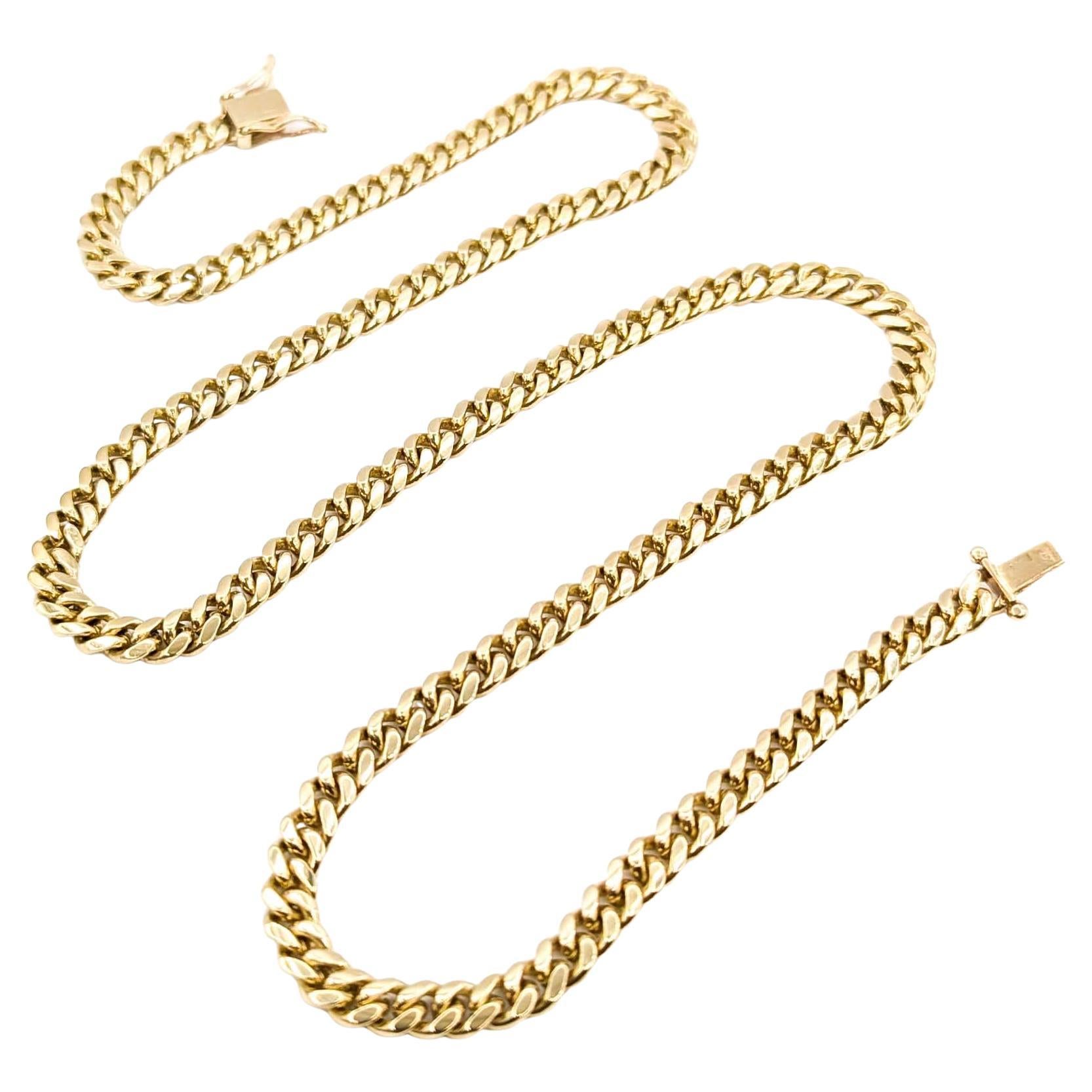Collier à maillons cubains en or jaune 10k avec fermoir en boîte en vente