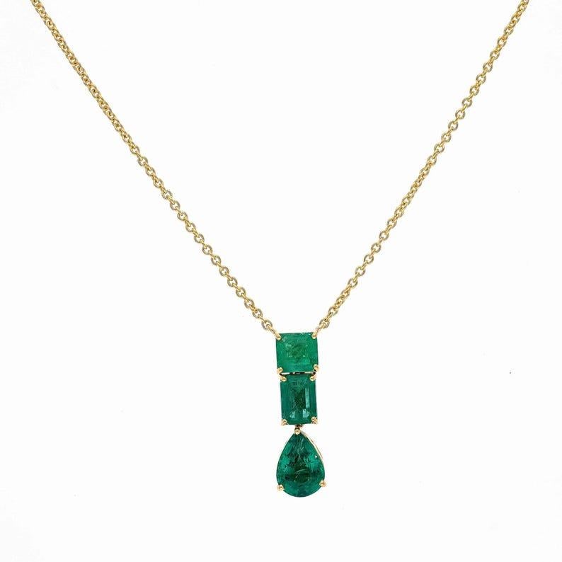 STONE DETAILS :

===============


❋ Stone : Emerald

❋ Stone Size : Pear 7x9 MM / Octagon 5x7 MM / Octagon 5.50x6 MM Aprx. (± 0.20 MM)

❋ Emerald Weight : 3.810 Cts. Approx.

❋ Stone Shape : Mix Cut

❋ Stone Color : As Shown In Picture

❋ Stone