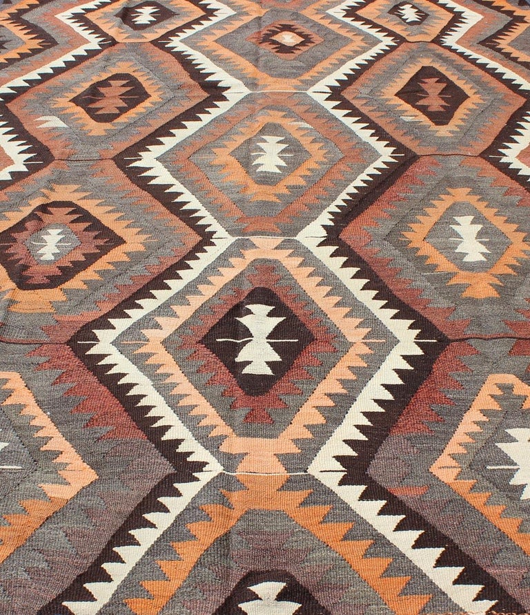 Bold Design and Geometric Design Turkish Flat Weave Kilim Rug at 1stDibs