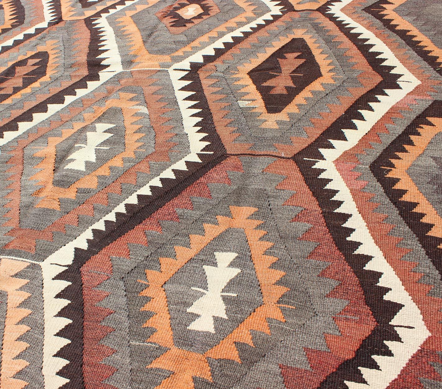 Bold Design and Geometric Design Turkish Flat Weave Kilim Rug 3