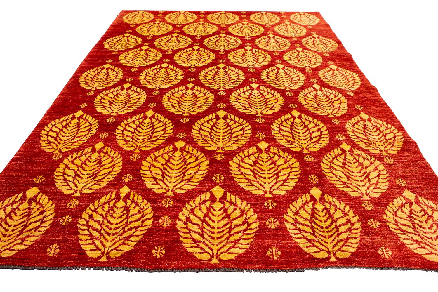 Other Bold Design Hand-Knotted Vintage Red Field Etno Yadan Rug, XXI Century For Sale