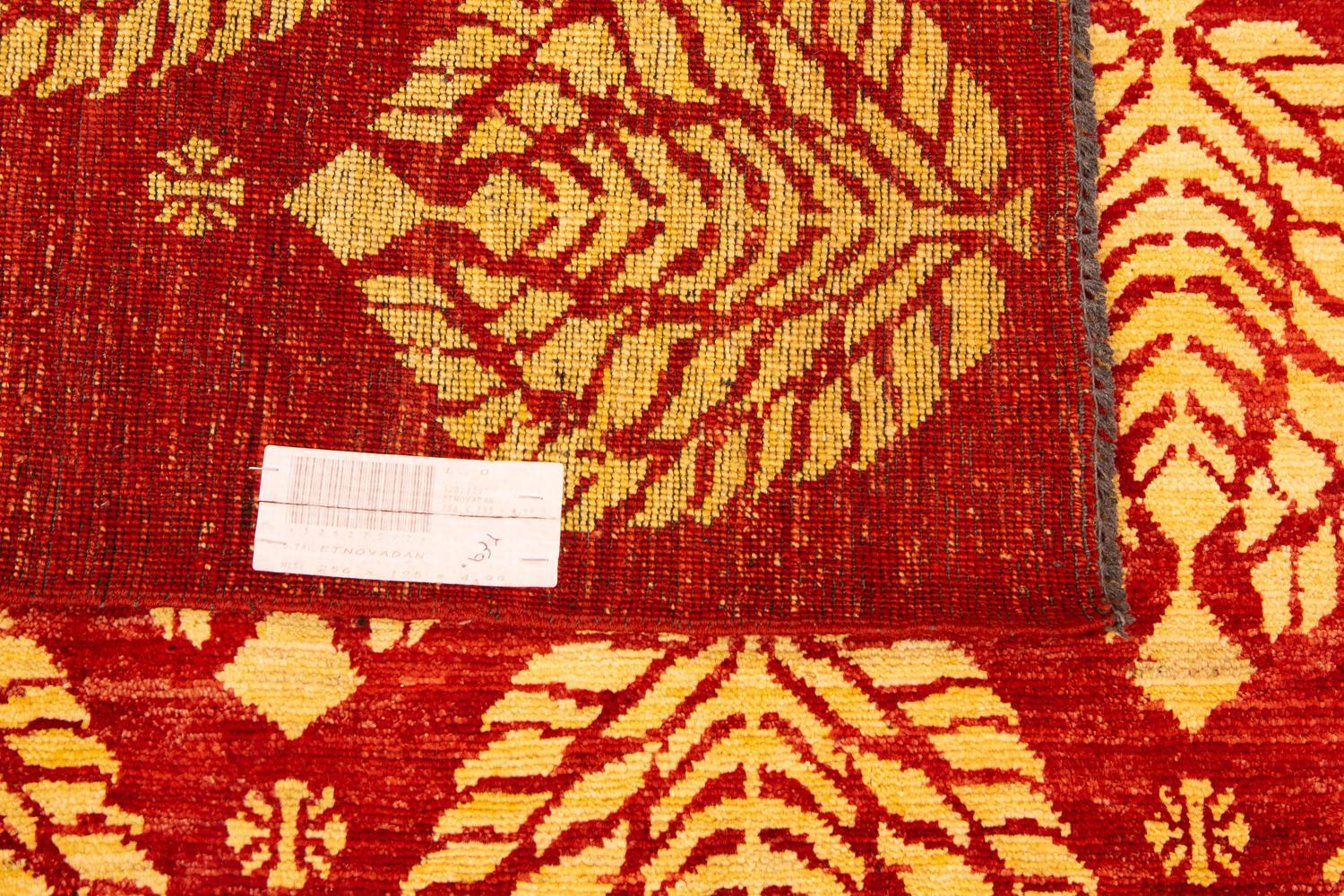 Bold Design Hand-Knotted Vintage Red Field Etno Yadan Rug, XXI Century For Sale 2