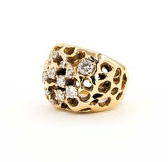 Bold Diamond Cocktail Ring in 14k Yellow Gold